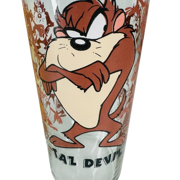 RARE 1995 Looney Tunes Taz Tasmanian Devil Tweety Warner Bros Glass Lot of 2 - Picture 9 of 16